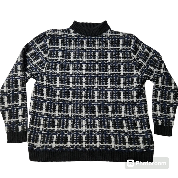 ASOS Design Mens Knitted Check Sweater sz M - Picture 3 of 7